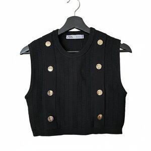 Zara | Black Textured Knit Sweater M